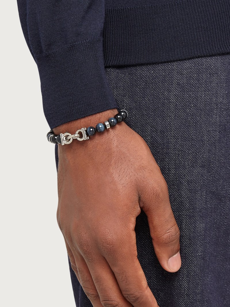 Ferragamo | Men's Elasticated Bracelet With Gancini - Multicolor (Size 17)