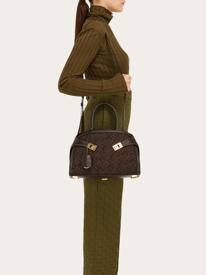 Ferragamo | Women's Hug Monogram Handbag - Espresso