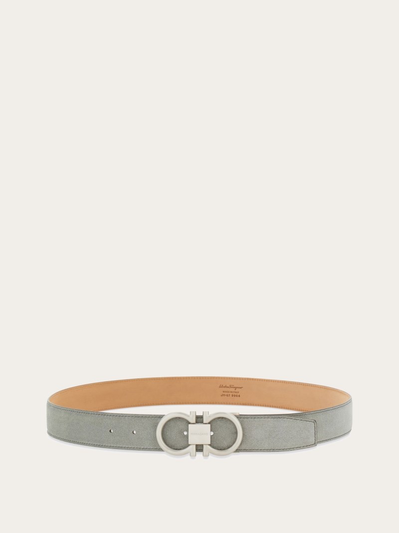 Ferragamo | Men's Adjustable Gancini Belt - Ash Grey