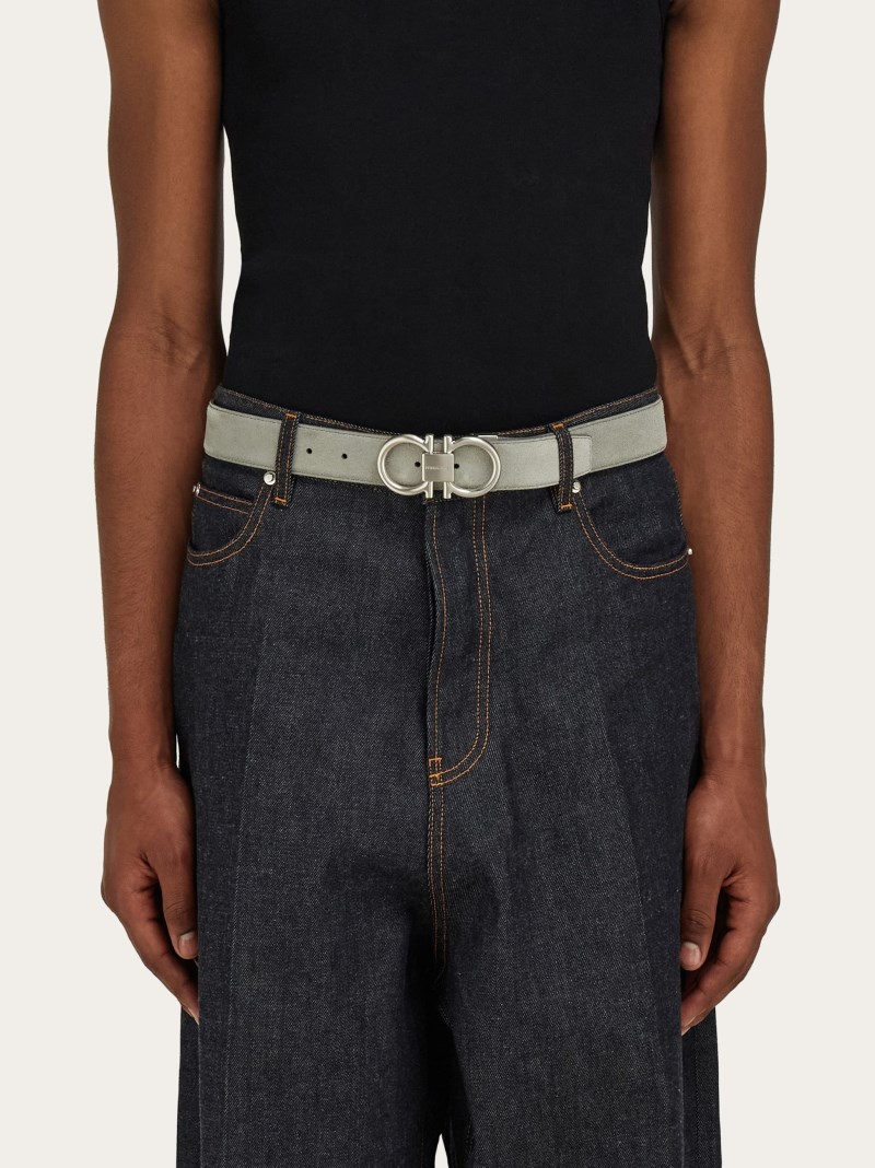 Ferragamo | Men's Adjustable Gancini Belt - Ash Grey