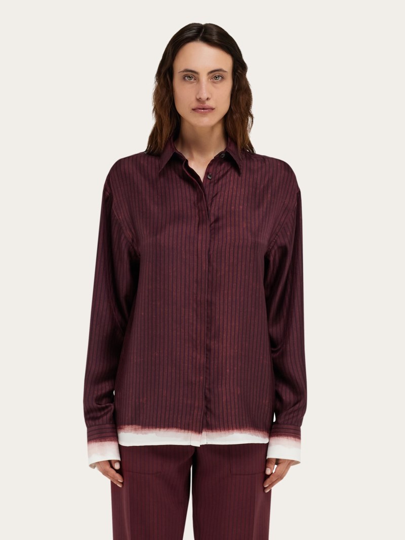 Ferragamo | Women's Printed Silk Shirt - Oxblood/Bordeaux