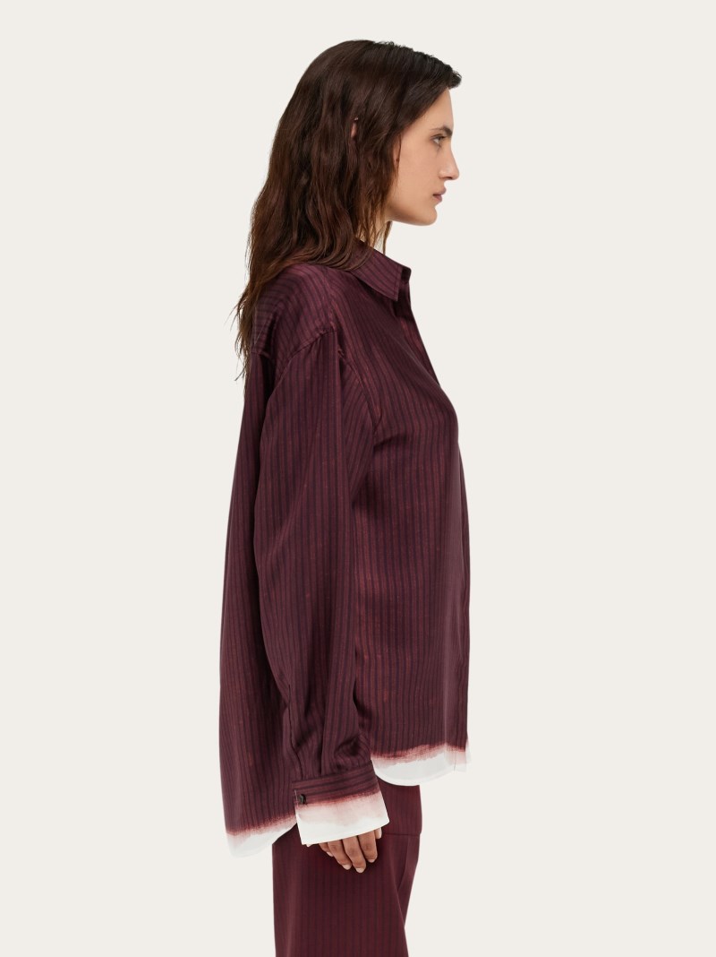 Ferragamo | Women's Printed Silk Shirt - Oxblood/Bordeaux