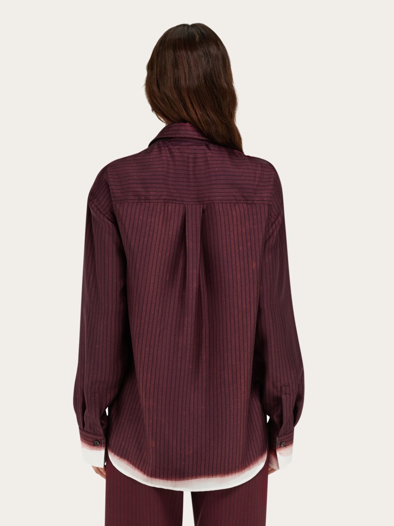 Ferragamo | Women's Printed Silk Shirt - Oxblood/Bordeaux