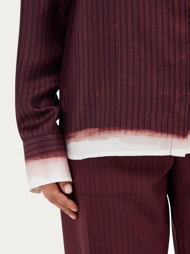 Ferragamo | Women's Printed Silk Shirt - Oxblood/Bordeaux
