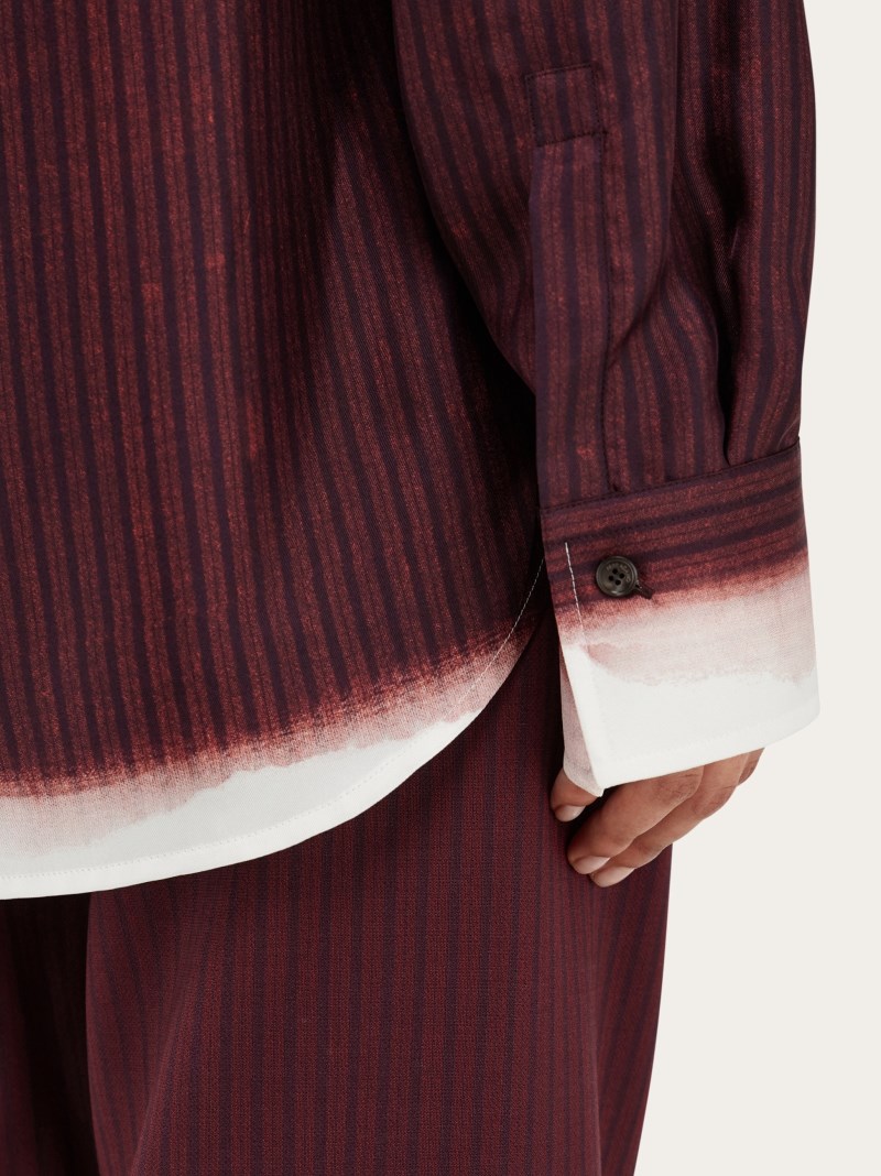 Ferragamo | Women's Printed Silk Shirt - Oxblood/Bordeaux