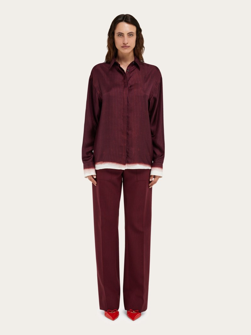 Ferragamo | Women's Printed Silk Shirt - Oxblood/Bordeaux