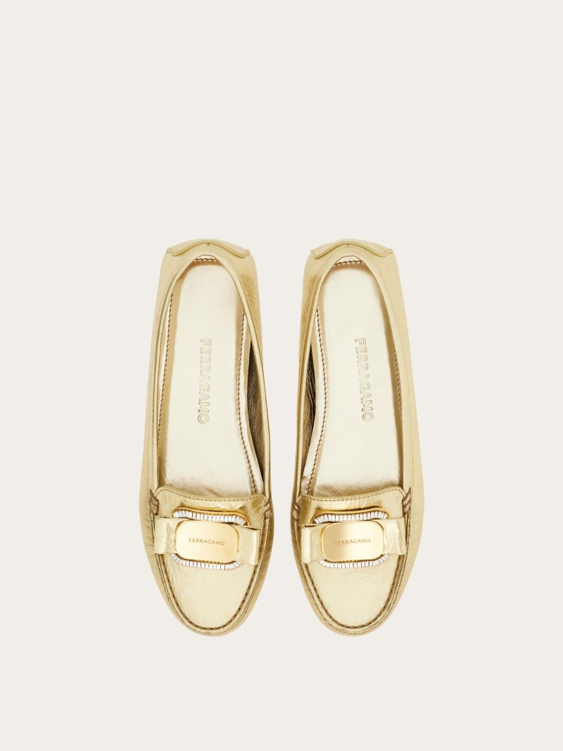 Ferragamo | Women's Crystal Embellished Driver Loafer - Platinum