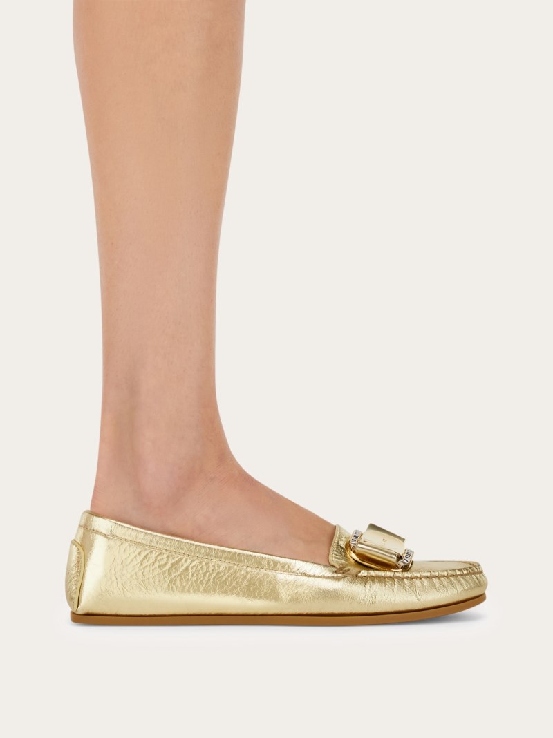 Ferragamo | Women's Crystal Embellished Driver Loafer - Platinum