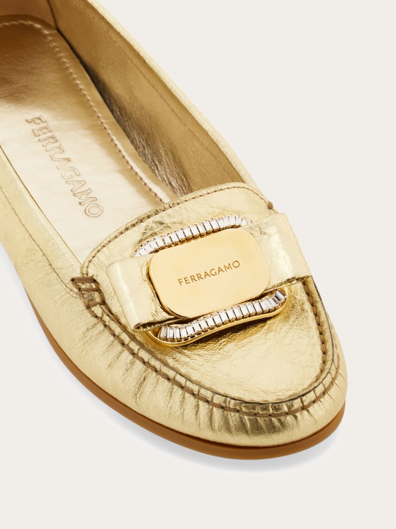 Ferragamo | Women's Crystal Embellished Driver Loafer - Platinum