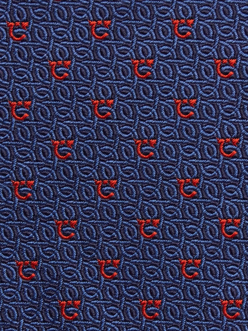 Ferragamo | Men's Gancini Jacquard Tie - Navy Blue/Red