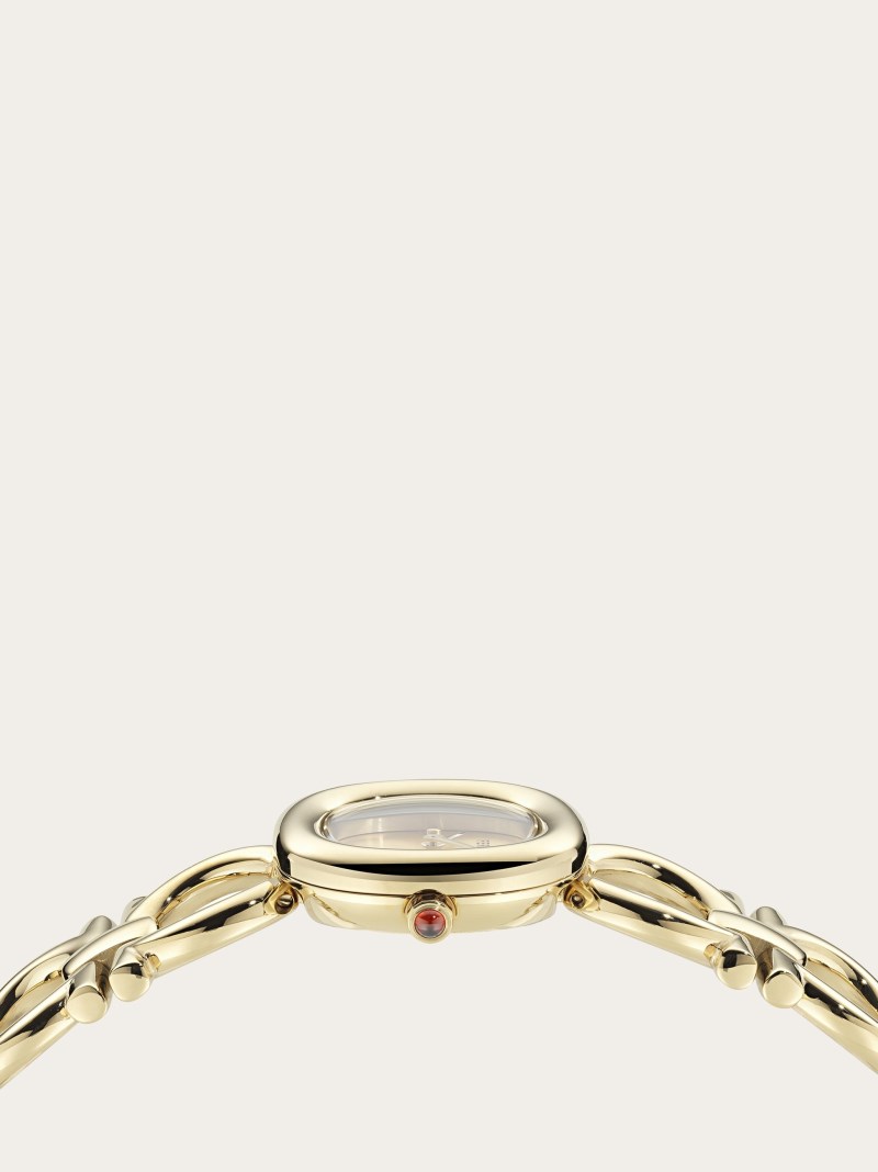 Ferragamo | Women's Double Gancini Watch - Ip Yellow Gold/Champagne