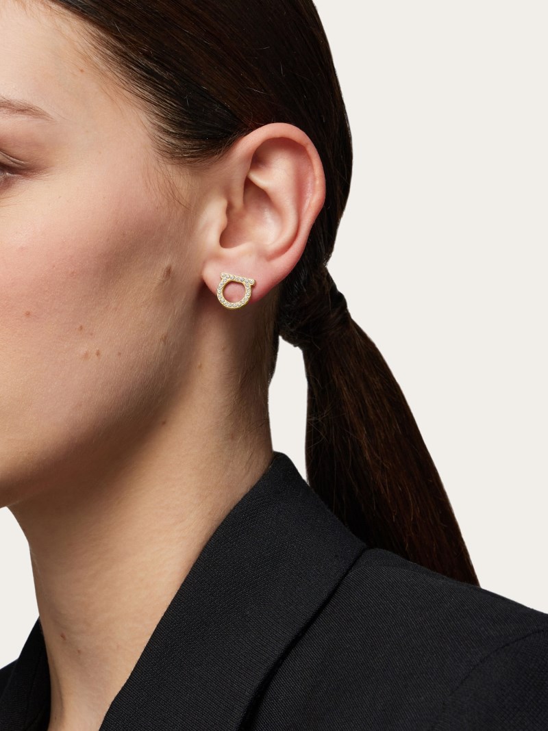 Ferragamo | Women's Gancini Crystals Earrings - Gold (L)