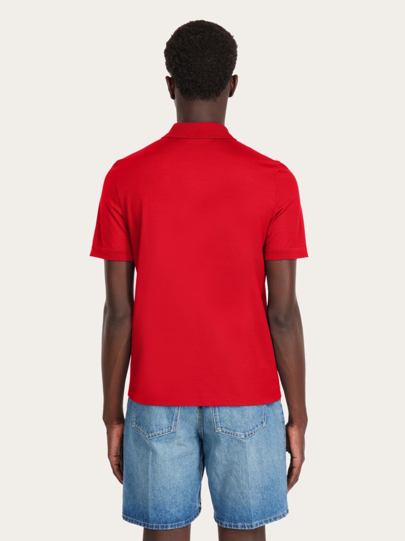 Ferragamo | Men's Polo With Zip Collar - Red