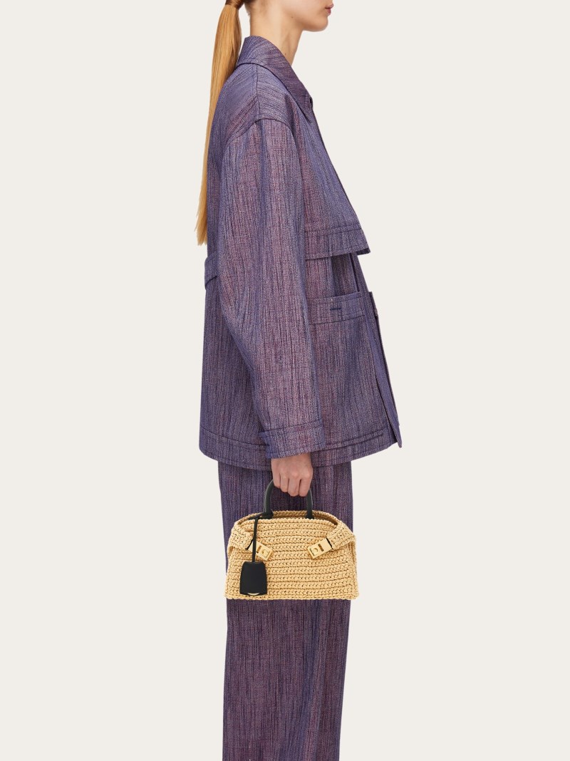 Ferragamo | Women's Hug Handbag - Natural/Black