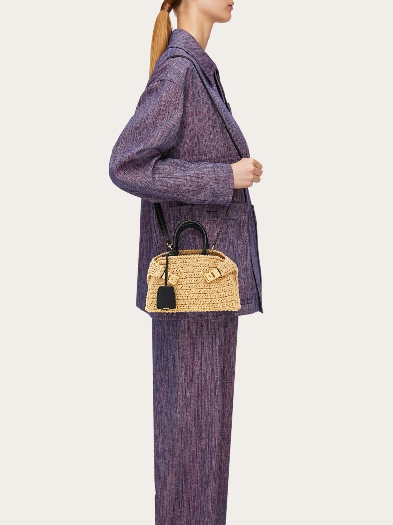 Ferragamo | Women's Hug Handbag - Natural/Black