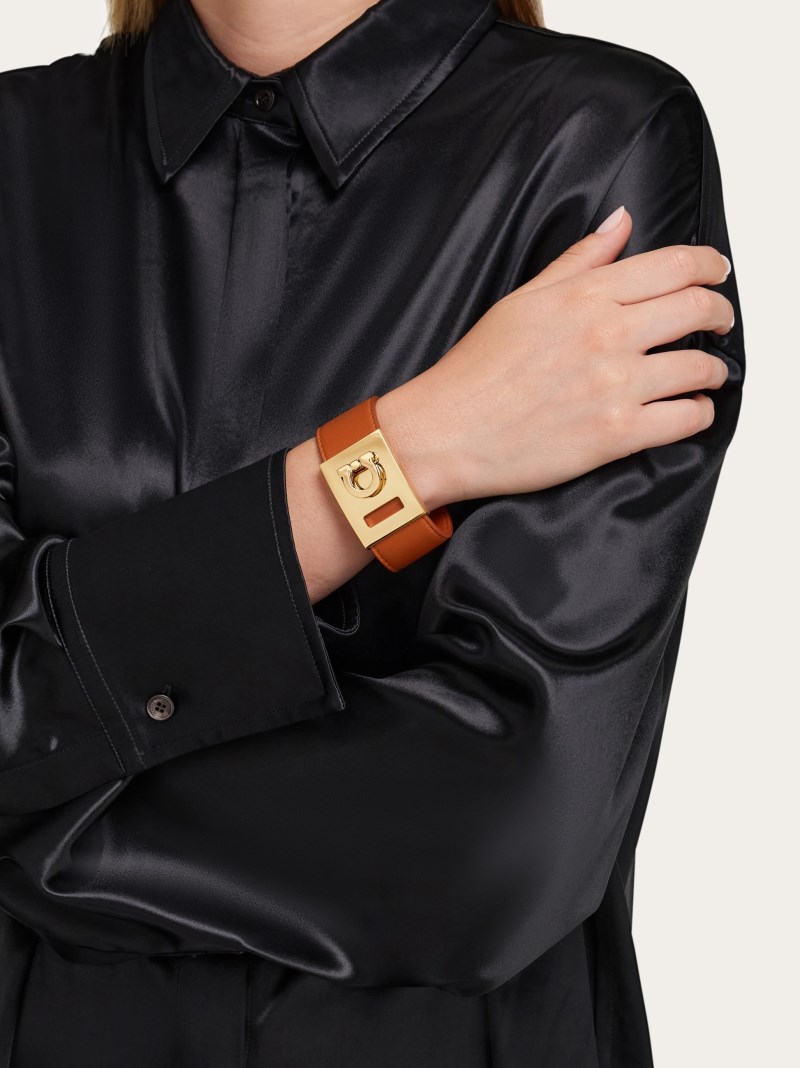 Ferragamo | Women's Gancini Bracelet - Cognac (Size 17)