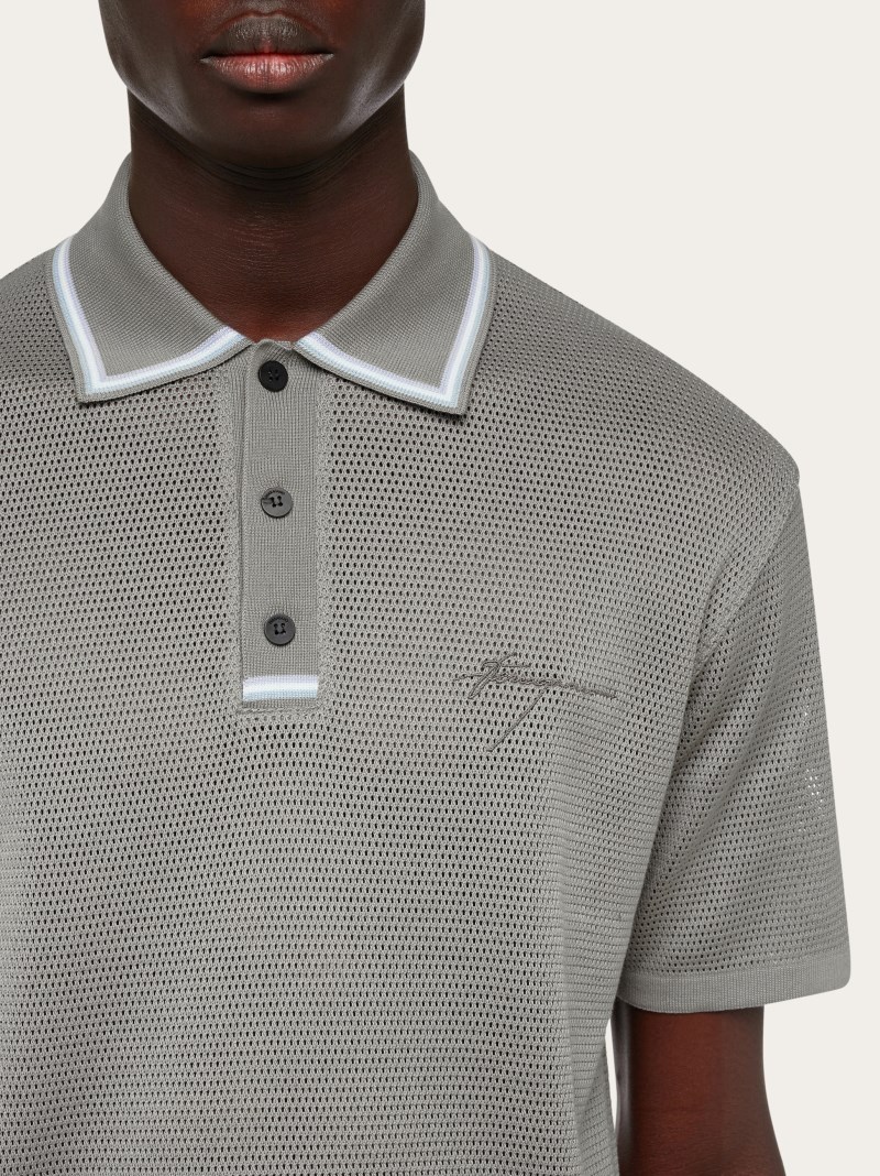 Ferragamo | Men's Short Sleeved Polo Shirt - Ash Grey
