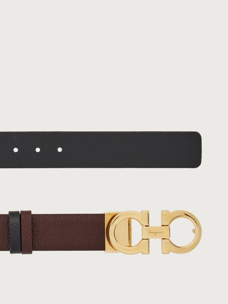 Ferragamo | Women's Reversible And Adjustable Gancini Belt - Ganache Brown/Black
