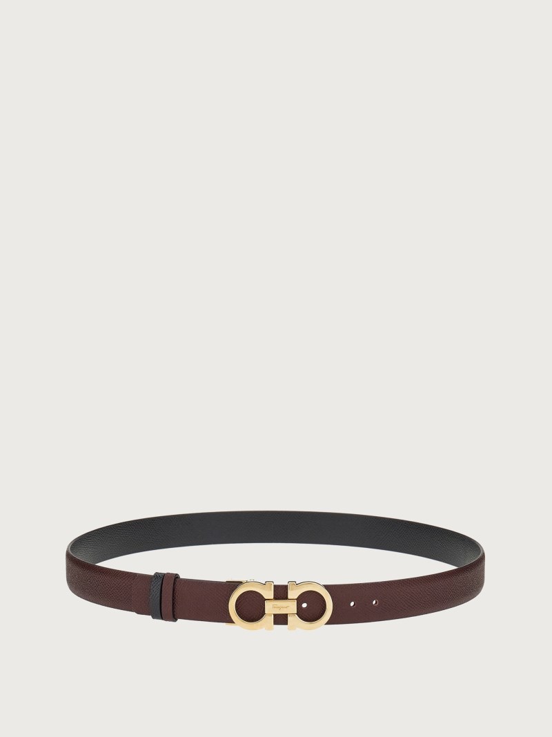 Ferragamo | Women's Reversible And Adjustable Gancini Belt - Ganache Brown/Black