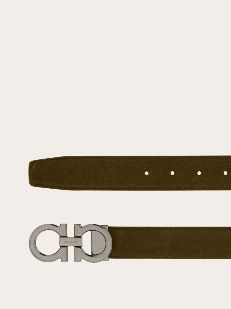 Ferragamo | Men's Adjustable Gancini Belt - Olive Green