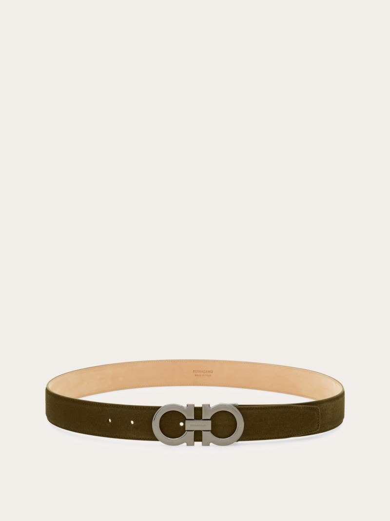 Ferragamo | Men's Adjustable Gancini Belt - Olive Green