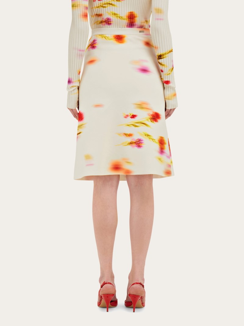 Ferragamo | Women's Blossom Print Skirt - Mascarpone/Red/Cherry