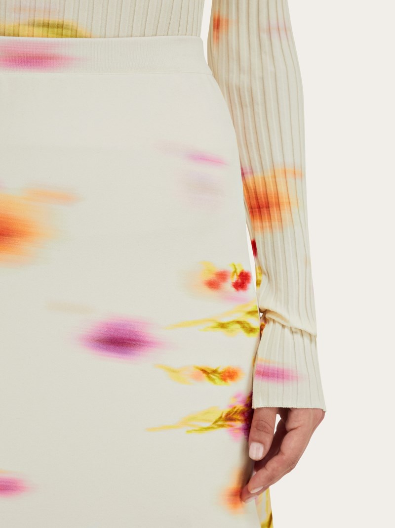 Ferragamo | Women's Blossom Print Skirt - Mascarpone/Red/Cherry