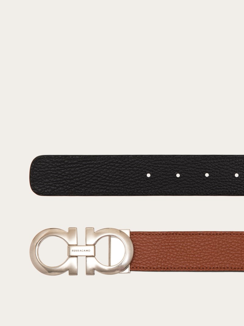 Ferragamo | Men's Reversible And Adjustable Gancini Belt - Cognac/Black