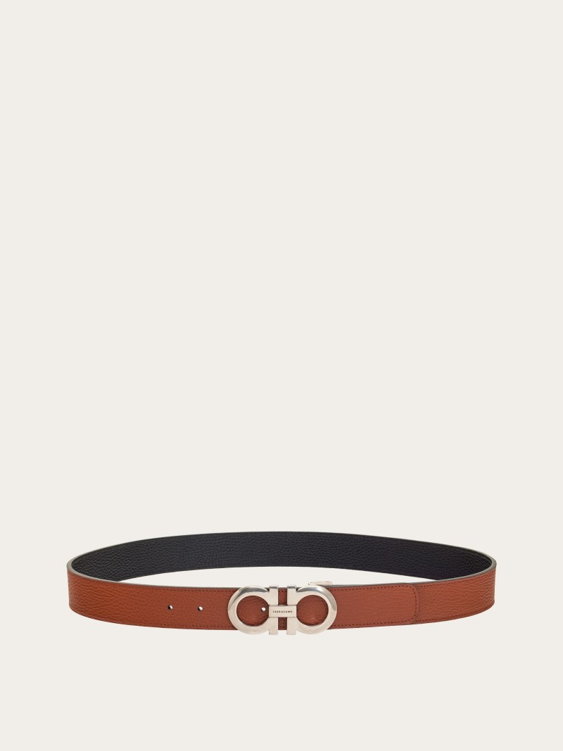Ferragamo | Men's Reversible And Adjustable Gancini Belt - Cognac/Black