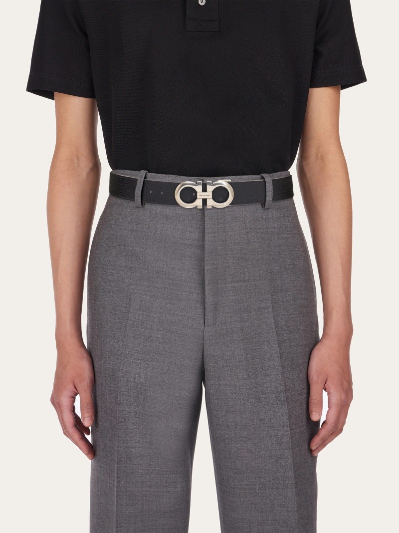 Ferragamo | Men's Reversible And Adjustable Gancini Belt - Cognac/Black