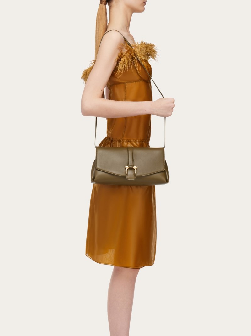 Ferragamo | Women's Front Flap Crossbody Bag - Olive Green