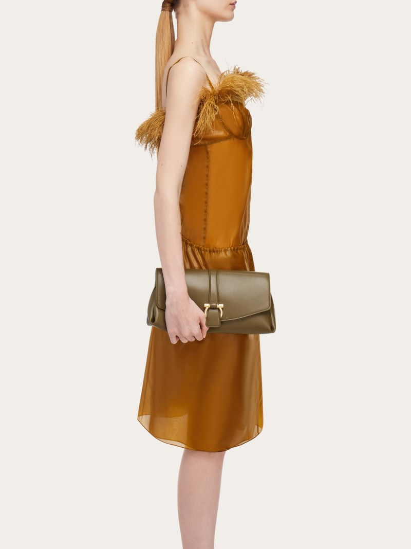 Ferragamo | Women's Front Flap Crossbody Bag - Olive Green