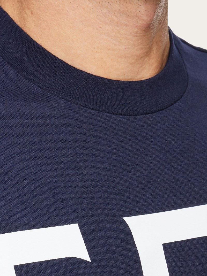 Ferragamo | Men's Short Sleeved T-Shirt With Graphic Logo - Navy Blue