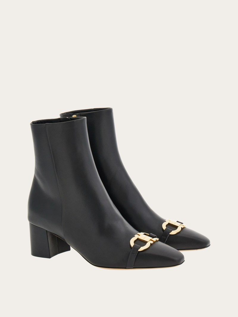 Ferragamo | Women's Bootie With Gancini Ornament - Black