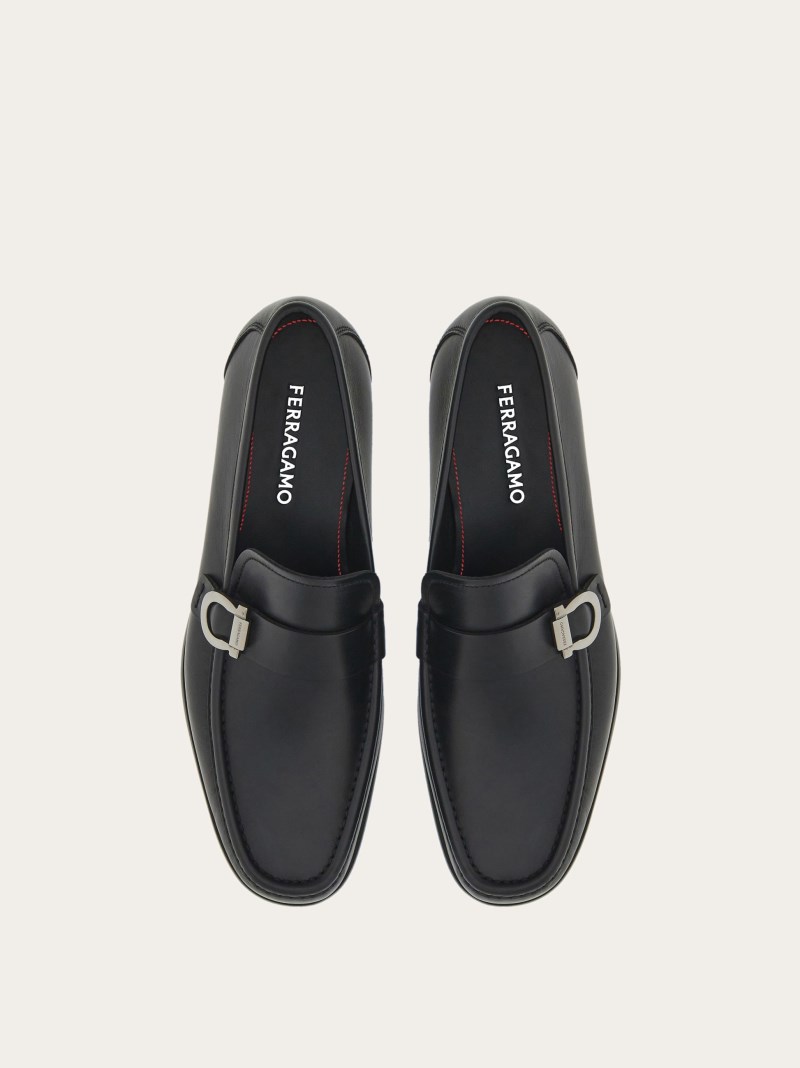 Ferragamo | Men's Moccasin With Gancini Ornament - Black