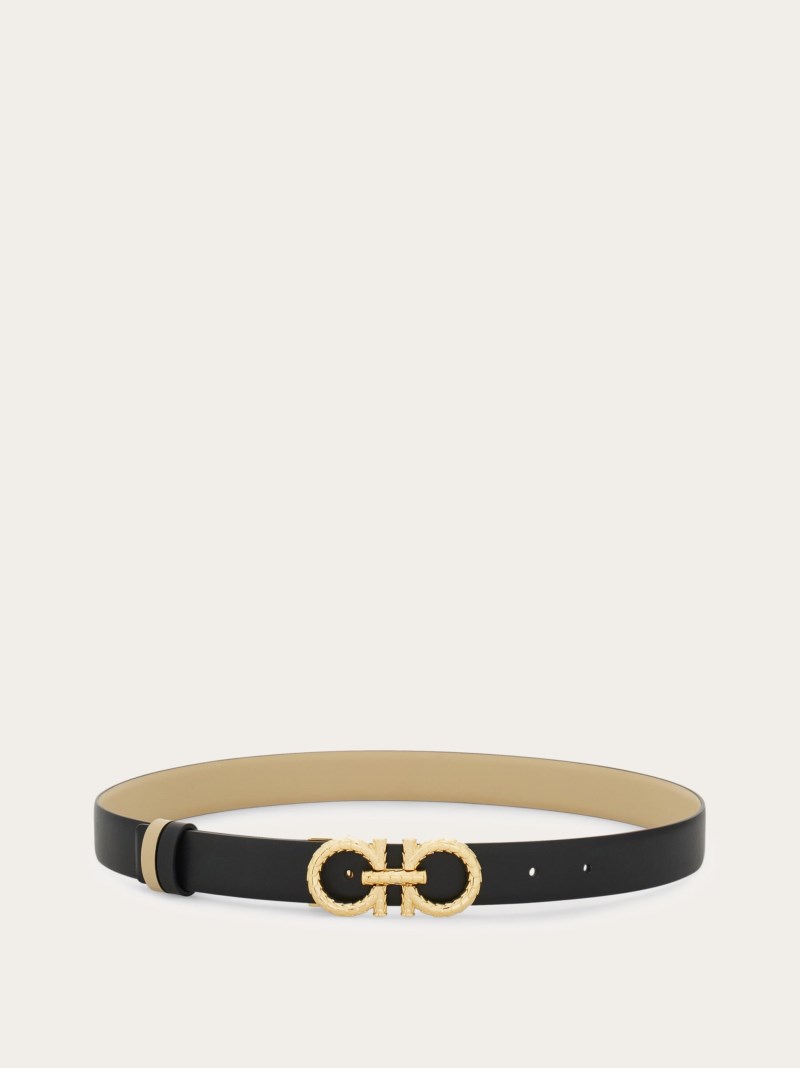 Ferragamo | Women's Adjustable And Reversible Gancini Belt - Black/Stone