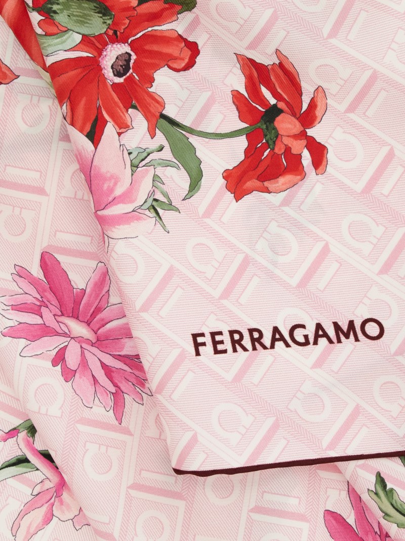 Ferragamo | Women's Bouquet Print Silk Scarf - Cotton Candy