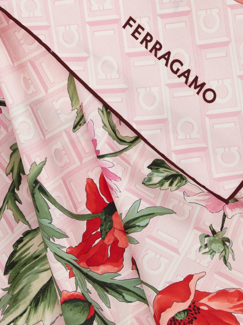 Ferragamo | Women's Bouquet Print Silk Scarf - Cotton Candy