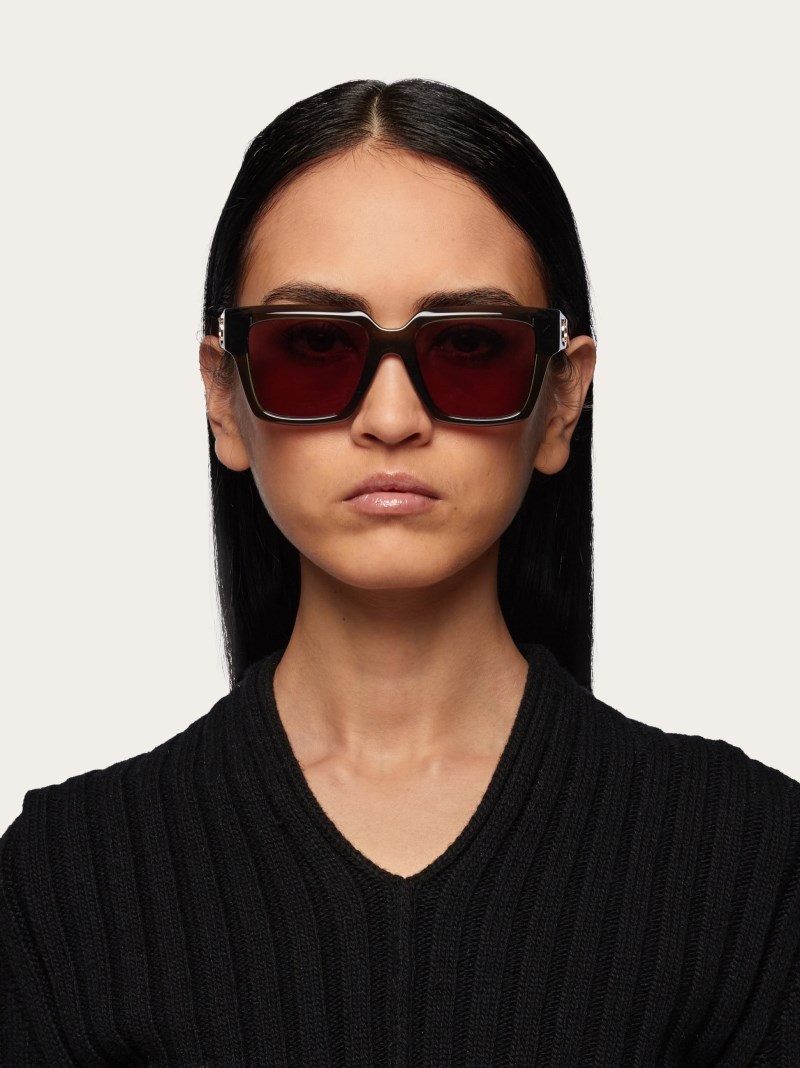 Ferragamo | Women's Sunglasses - Transparent Khaki/Brown