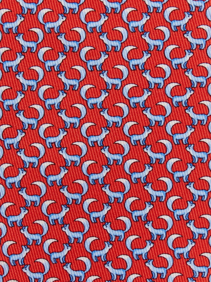 Ferragamo | Men's Paw Print Silk Tie - Red