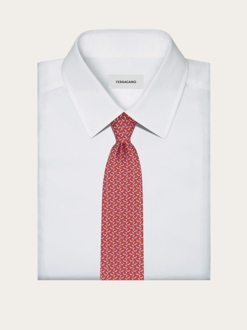 Ferragamo | Men's Paw Print Silk Tie - Red