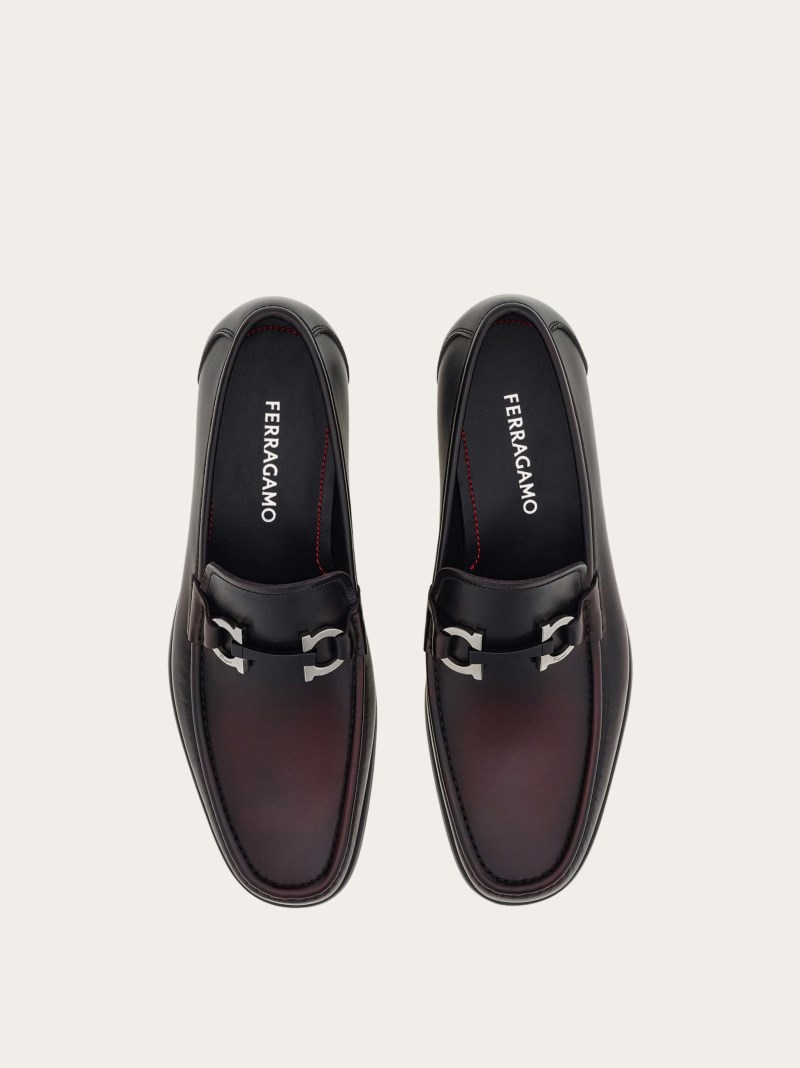 Ferragamo | Men's Moccasin With Gancini Ornament - Cordovan