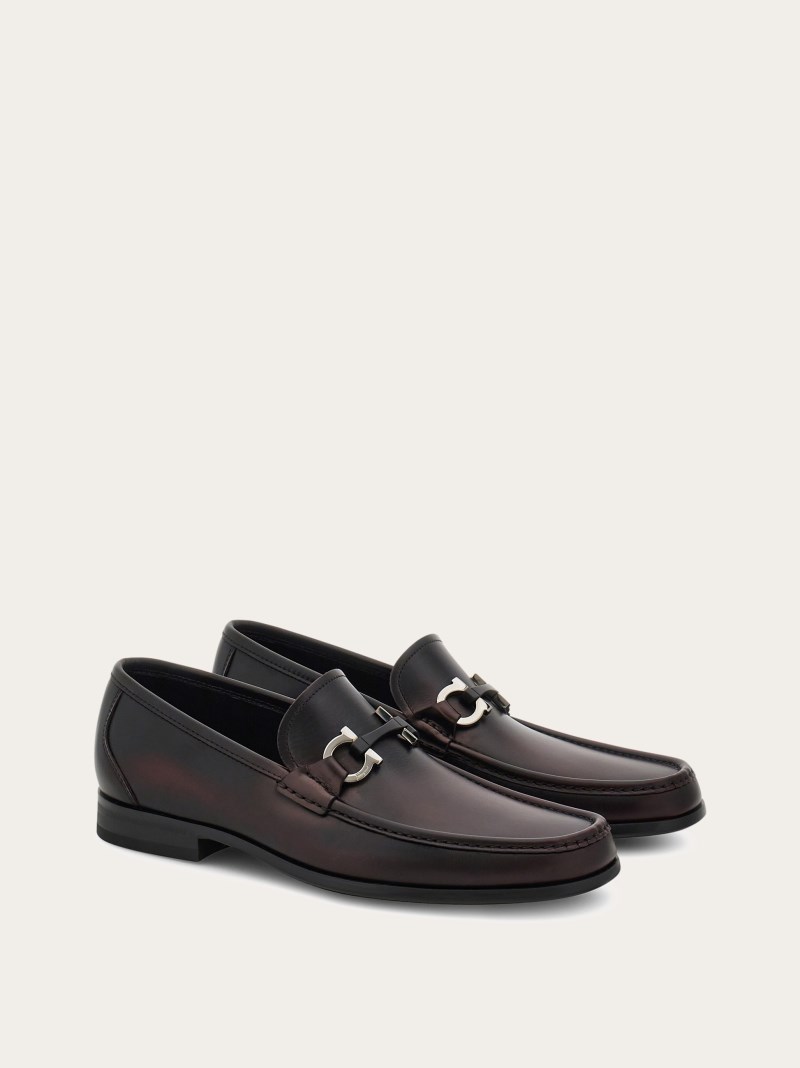 Ferragamo | Men's Moccasin With Gancini Ornament - Cordovan