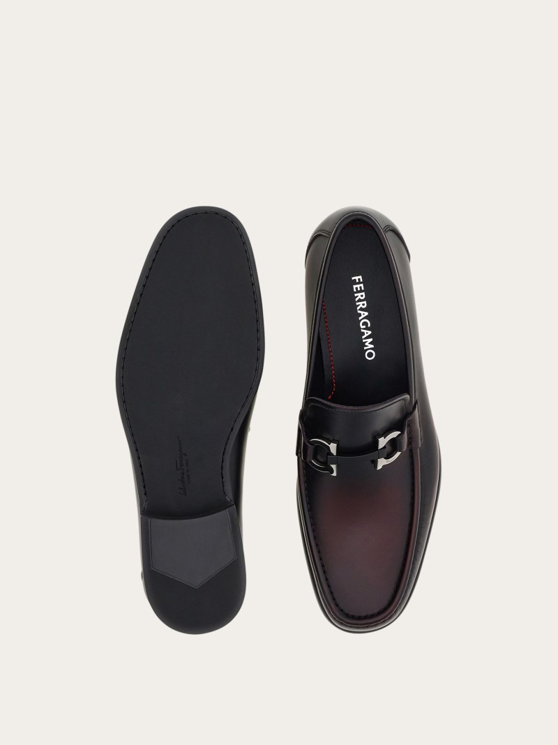 Ferragamo | Men's Moccasin With Gancini Ornament - Cordovan
