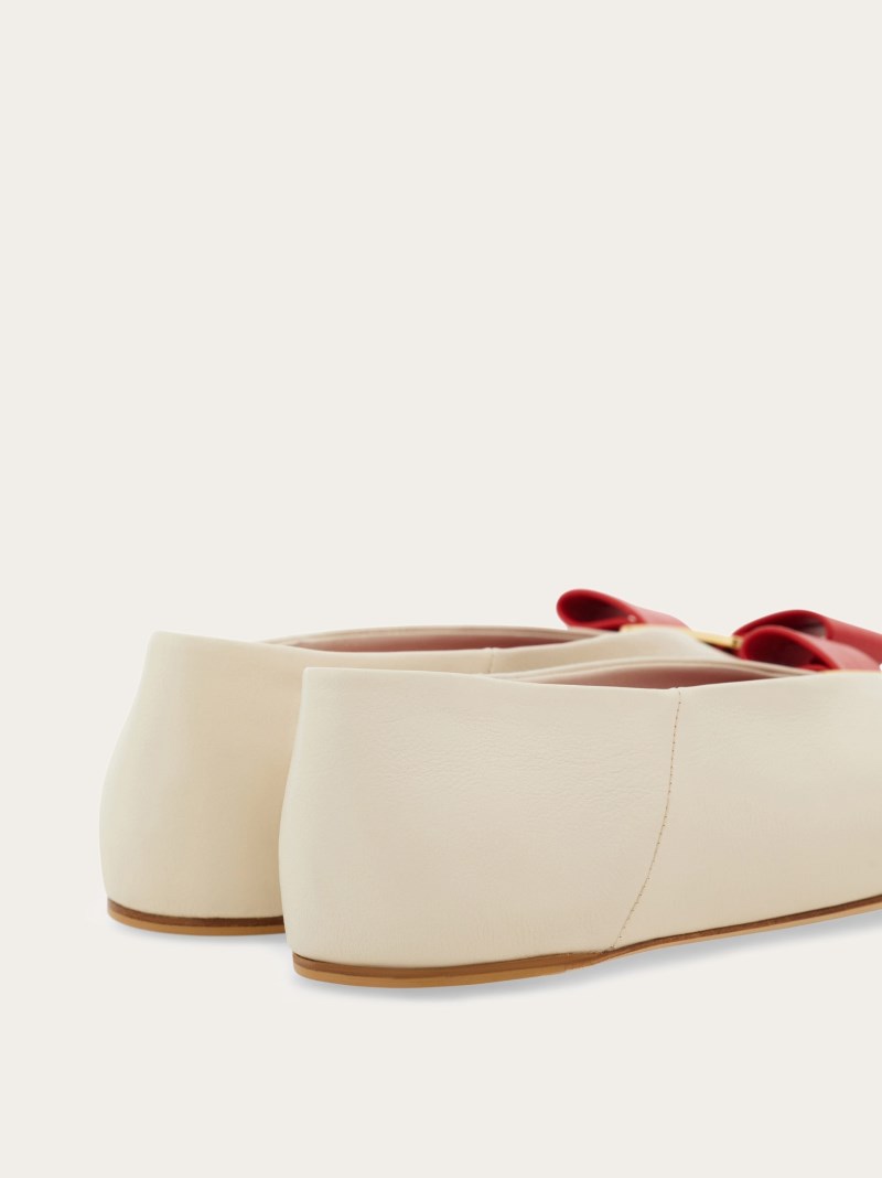 Ferragamo | Women's Vara Bow Ballet Flat - Mascarpone/Red