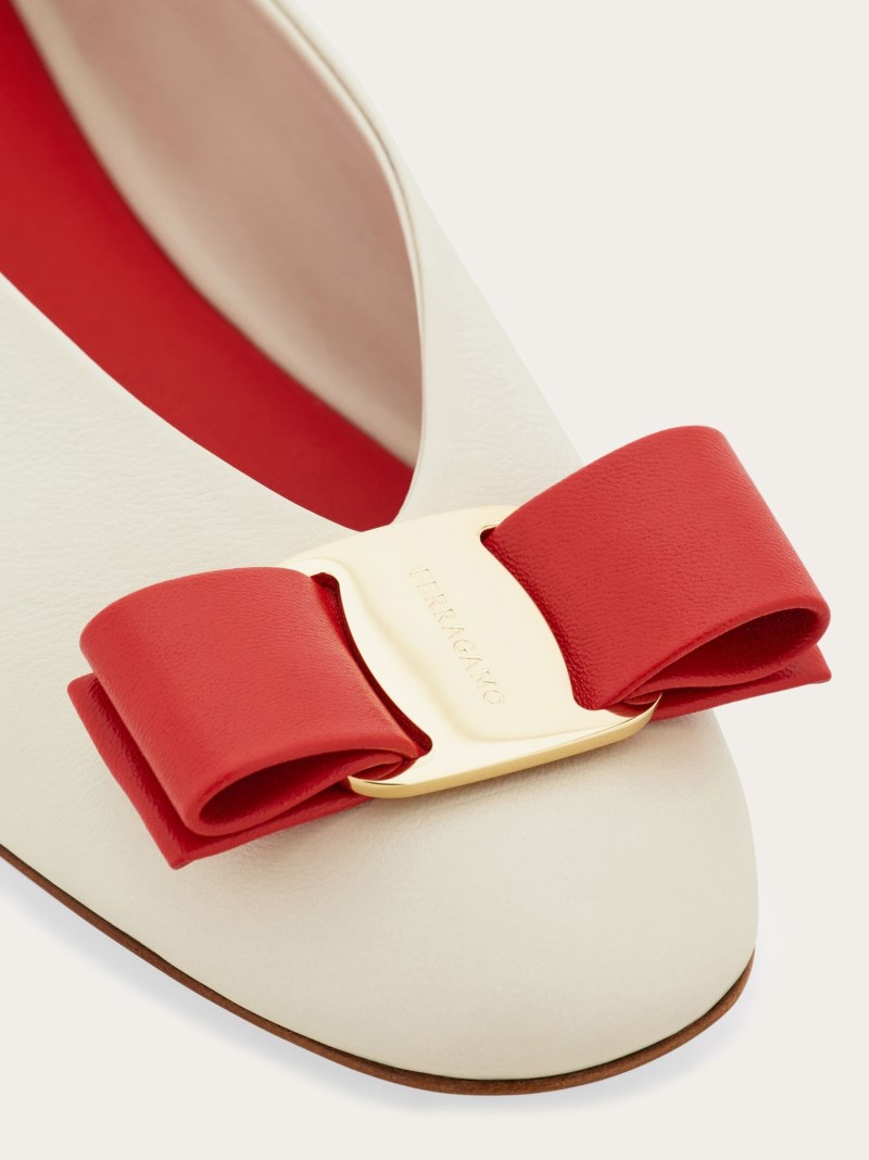 Ferragamo | Women's Vara Bow Ballet Flat - Mascarpone/Red