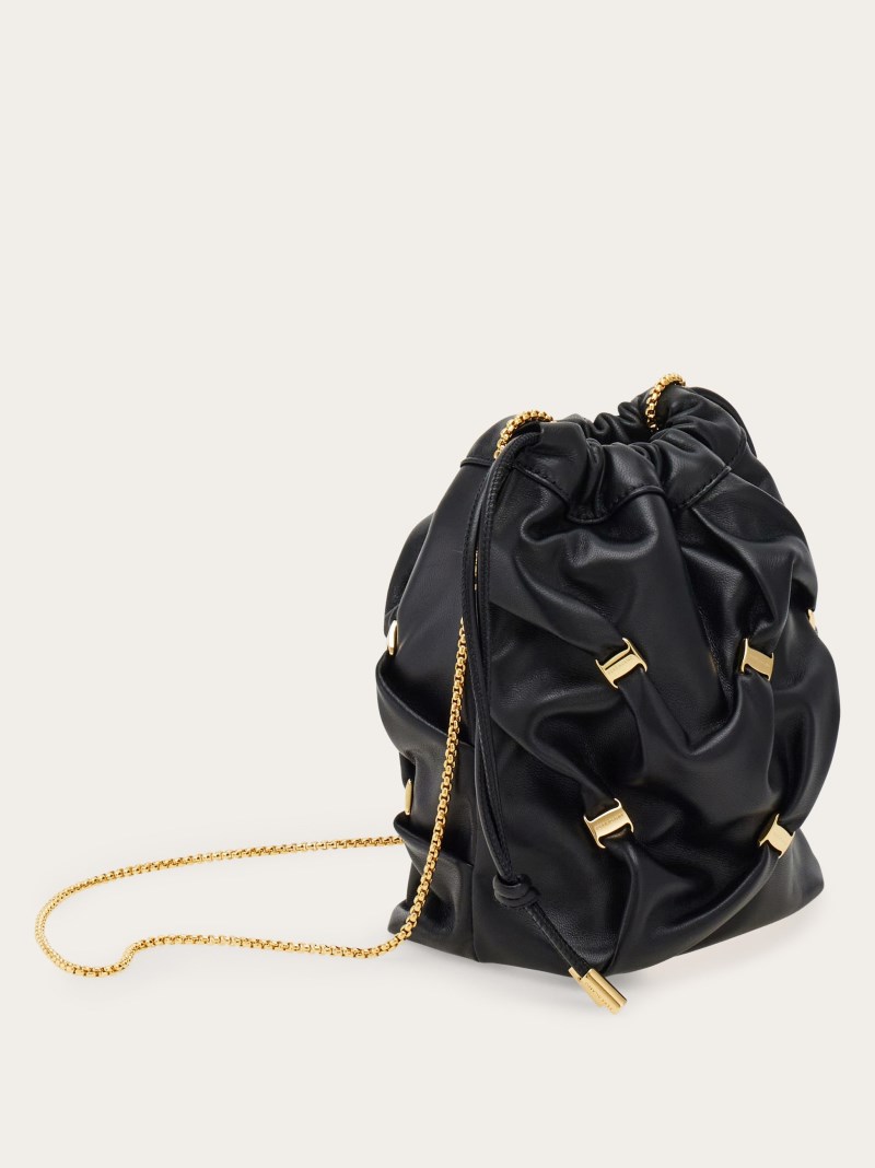Ferragamo | Women's Mini Bucket Bag With Vara Bows - Black
