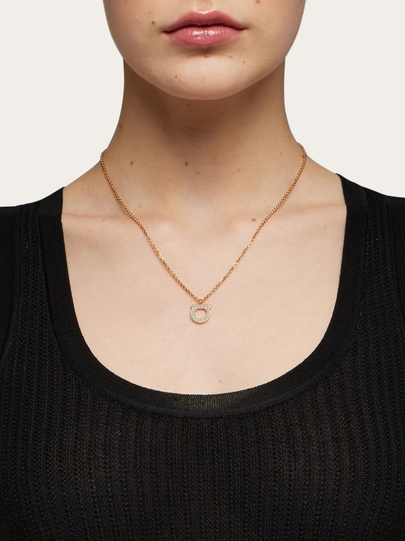 Ferragamo | Women's Gancini Crystals Necklace - Gold (L)