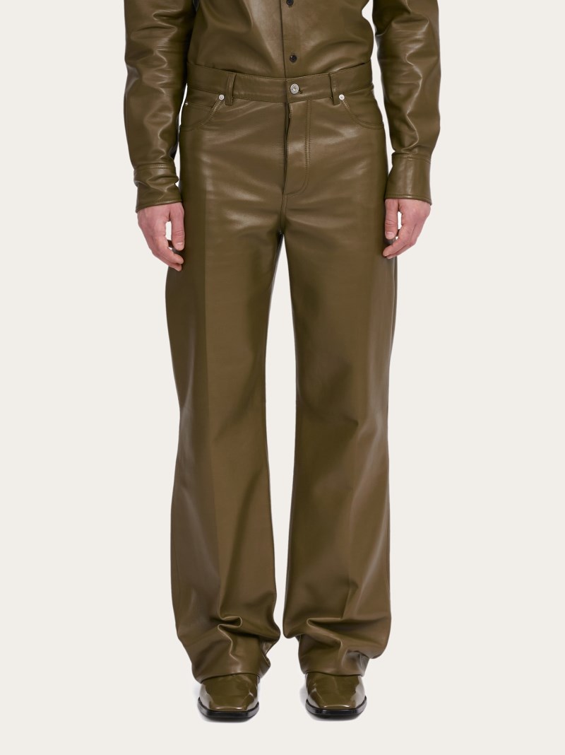 Ferragamo | Men's Nappa Five Pocket Trouser - Olive Green