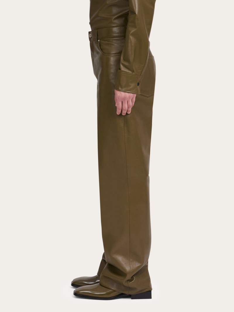 Ferragamo | Men's Nappa Five Pocket Trouser - Olive Green